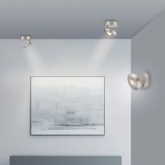 Lámpara LED de techo Oculis PURE, color plata, Ø 15 cm, hierro y cristal