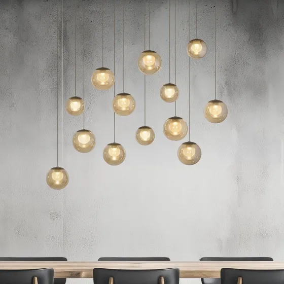 Lámpara colgante LED PURE Popup, bronce/ámbar, 100 cm, 13 luces