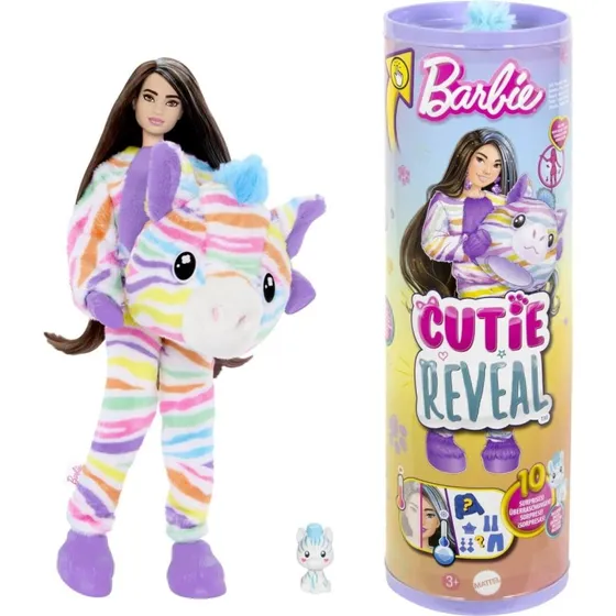 Barbie Cutie Reveal Muñeca Cebra con Rayas Arcoíris