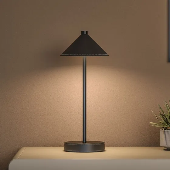 Lámpara de mesa portátil Paulmann Pellini negro mate con LED CCT