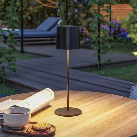 Lámpara de mesa recargable LED Paulmann Tuni, negra, IP44