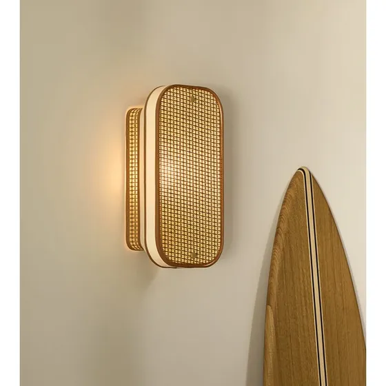 MARKET SET Aplique de Pared Square - Crema y Marrón - Textil y Metal
