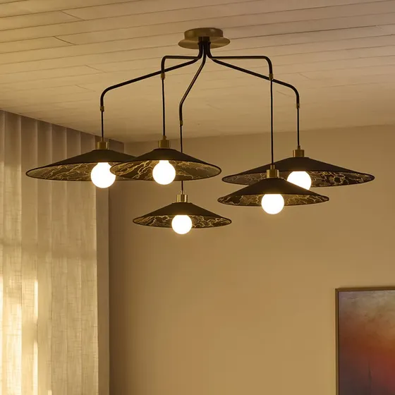 MARKET SET Lámpara colgante Gatsby Negro Kumo, 5 luces E27