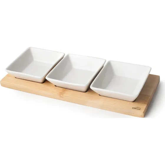 LACOR Bandeja de Bambú con 3 Cuencos de Porcelana Basic 61240