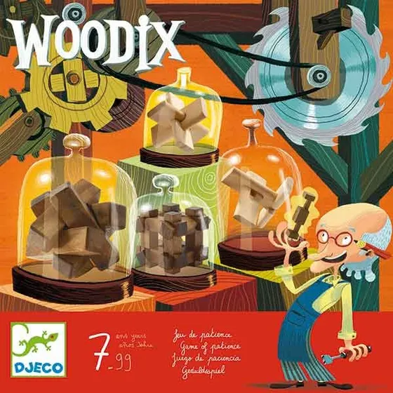 Djeco Woodix - Juego de Lgica con 6 Rompecabezas de Madera