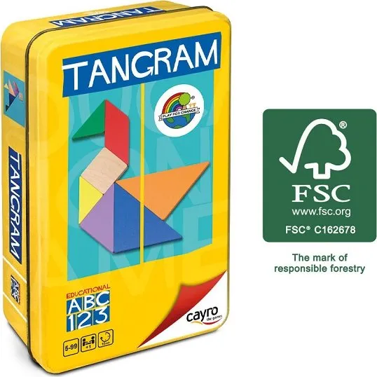 Cayro Games Tangram de Madera de Colores en Caja de Metal CA124