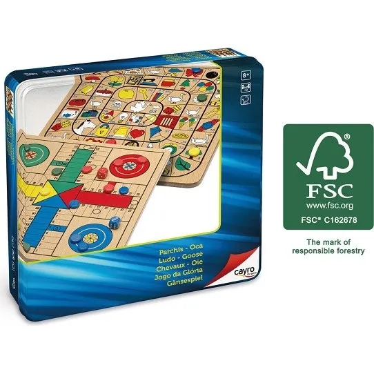 Cayro Games Parchís Oca de Madera en Caja de Metal