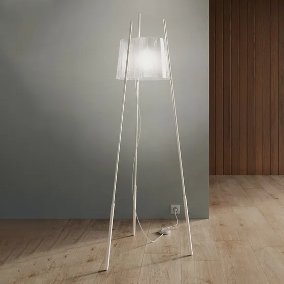 Lámpara de pie Tyla de KDLN, blanca, 165 cm, con atenuador