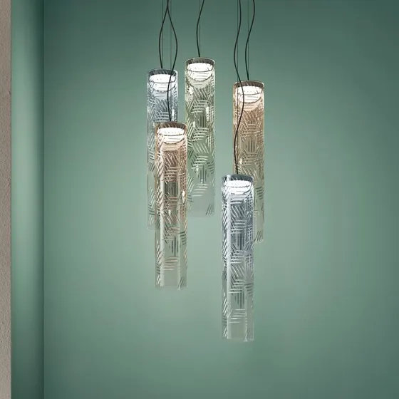 kdln Lámpara Colgante LED Jer 1 Azul Humo, Cristal, Ø 10 cm