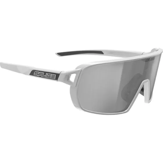 Salice 028 Gafas de Sol Unisex - Blanco con Lentes Espejadas Plata