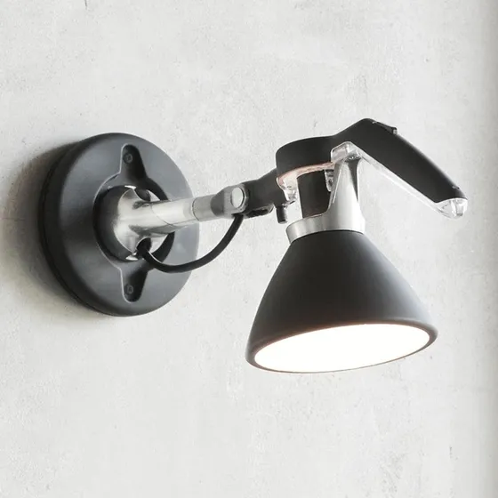 Luceplan Fortebraccio Foco de Pared Negro Ø 11 cm