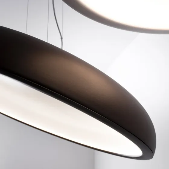 Lámpara colgante LED Stilnovo Reflexio, Ø 46 cm, marrón