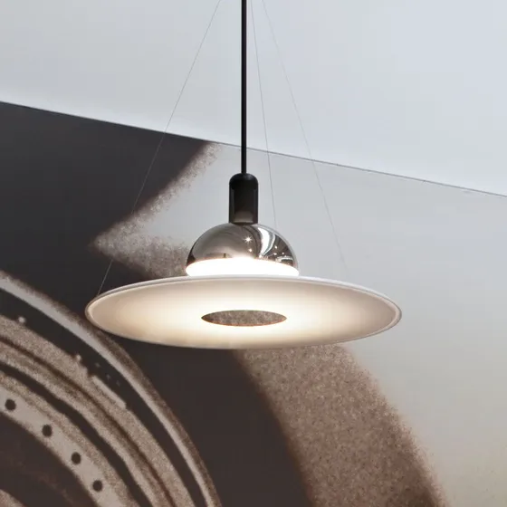 Flos Lámpara Colgante Frisbi - Cristal Opal y Cromo