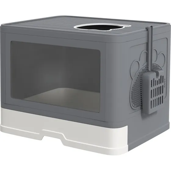 PawHut Arenero Cubierto 2 Puertas 48,5x38x36,5 cm Gris