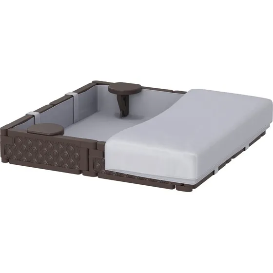 AIYAPLAY Arenero Cuadrado 119x119 cm con Cubierta y Asientos Marrn