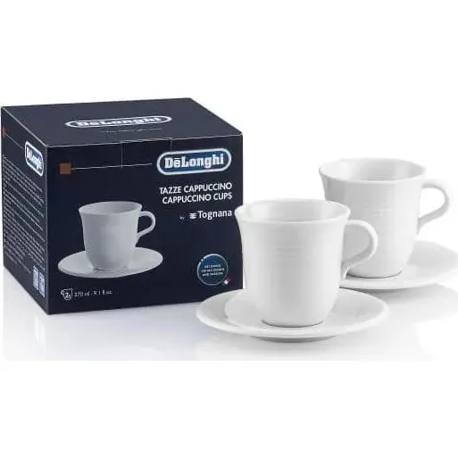 DeLonghi Set de 2 Tazas de Porcelana para Cappuccino DLSC309, 270 ml