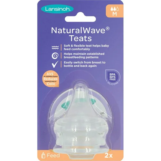 Lansinoh Tetina NaturalWave Flujo Medio, 2 Unidades
