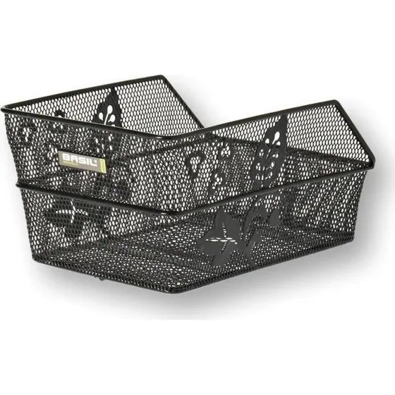 Basil Cento Flower Cesta para bicicleta negra (portaequipajes)