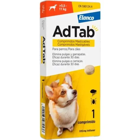 AdTab Antiparasitario Masticable para Perros 225mg (5,5-11kg)