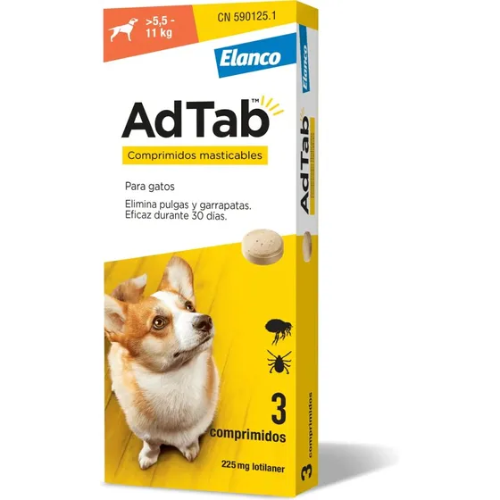 Adtab Antiparasitario Masticable para Perros 5,5-11kg (3 Comprimidos)
