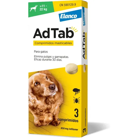 Adtab Antiparasitario Masticable para Perros 11-22kg (3 Comprimidos)