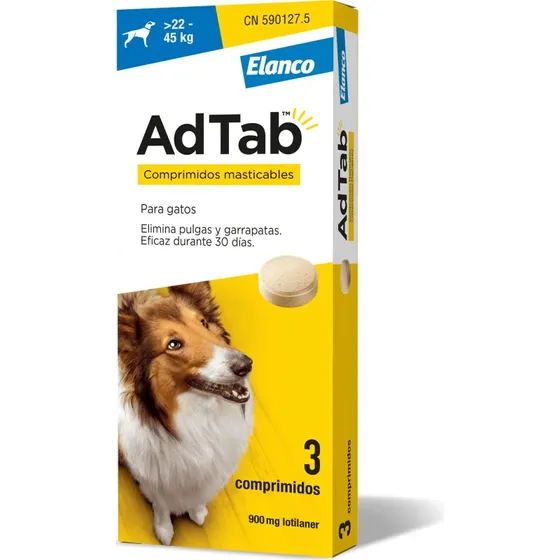 Adtab Antiparasitario Masticable para Perros 900mg (22-45kg) - 3 Comprimidos