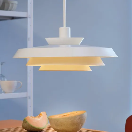 Dyberg Larsen DL44 Lámpara colgante blanca de metal Ø 45 cm