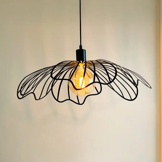 Lámpara colgante DybergLarsen Blumen en negro mate, Ø 60 cm