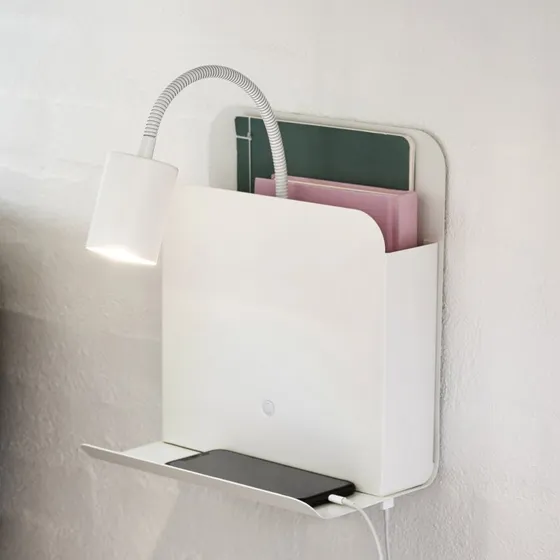 Nordlux Aplique de Pared Roomi Blanco con Estante y USB