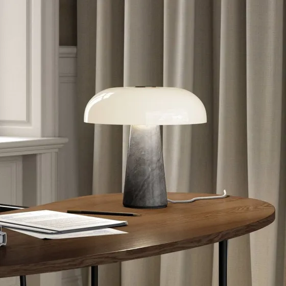 Nordlux DFTP Glossy Lámpara de mesa con base de mármol, gris/blanco