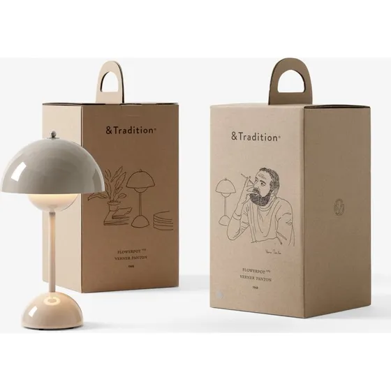 &Tradition Lámpara de mesa recargable Flowerpot VP9 - Gris-beige