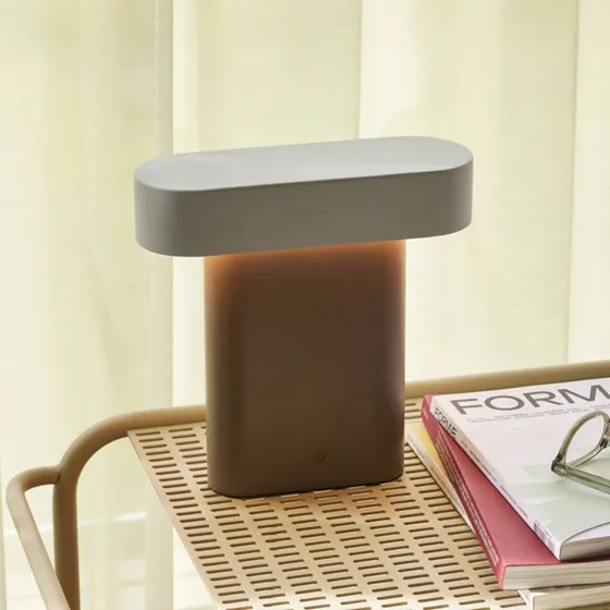Hübsch Lámpara de Sobremesa Sleek Marrón y Gris Claro