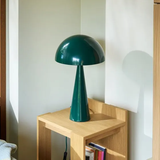 Lámpara de mesa HÜBSCH Mush, verde oscuro, metal, 50 cm