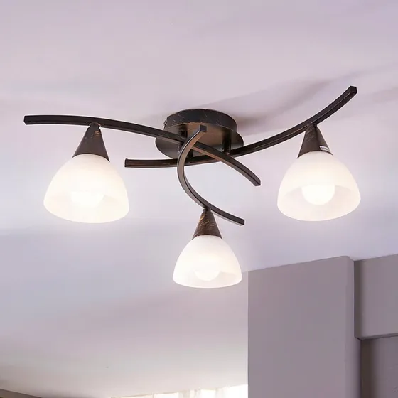 Lámpara de techo Lindby Della, Negro/Oro, 58 cm, 3 Luces E14