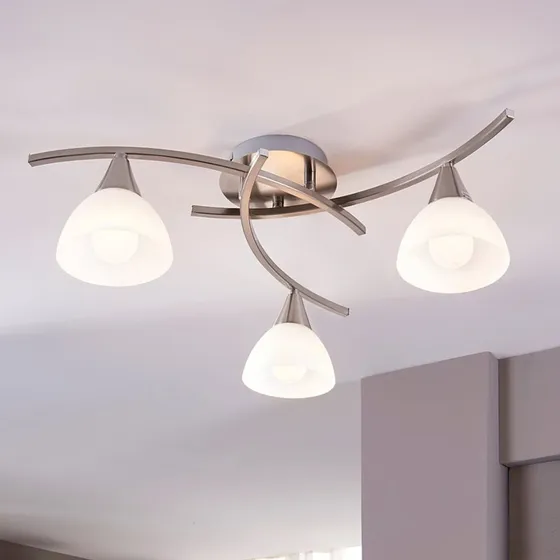 Lámpara de techo Lindby Della, Níquel, 58 cm, 3 luces E14
