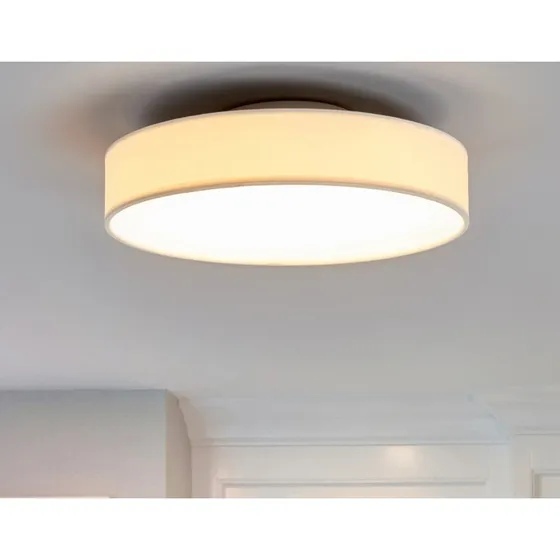 Lámpara LED de techo Saira de Lindby, Ø 30 cm, blanca, textil