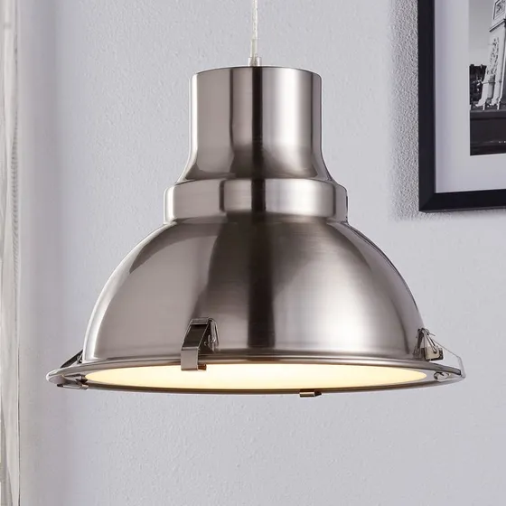 Lindby Lámpara Colgante Letty, Ø 39 cm, Níquel, Metal, E27