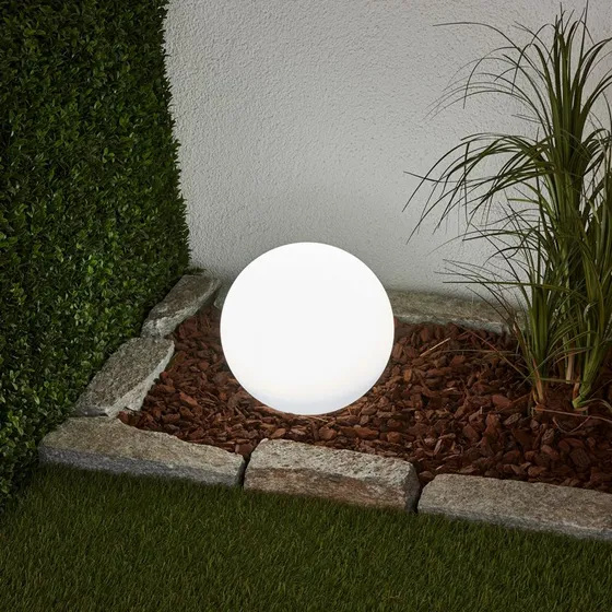 Lindby Lámpara Solar Lago Ø25 Blanca - Esfera de Jardín