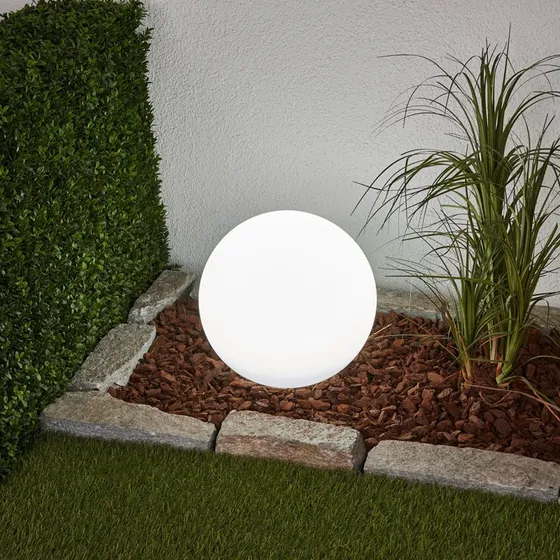 Lindby Lámpara Solar Lago Ø30 Blanca - Esfera LED para Jardín