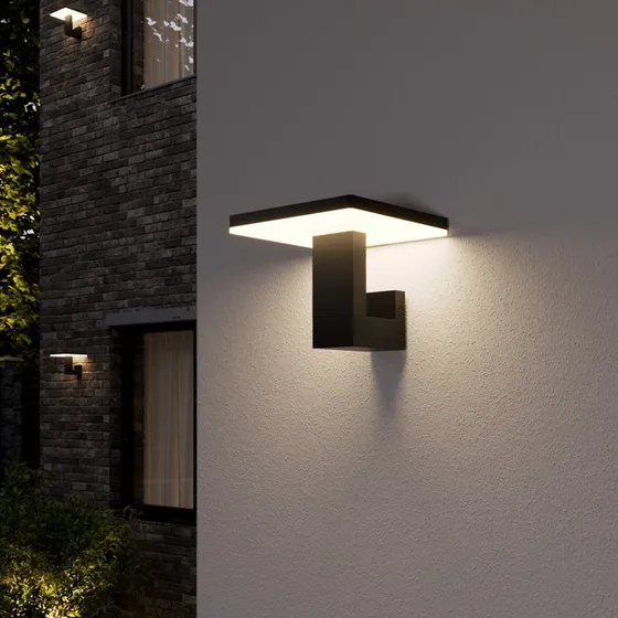 Lucande Olesia Aplique de Pared Exterior Gris Oscuro/Opal