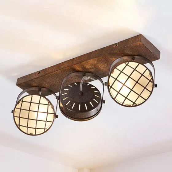 Lindby Lámpara de Techo Tamin 3 Luces - Estilo Industrial Óxido/Blanco