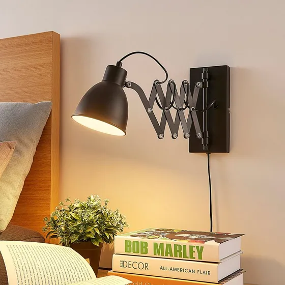 Lindby Aplique de Pared Merle Negro Extensible 60 cm