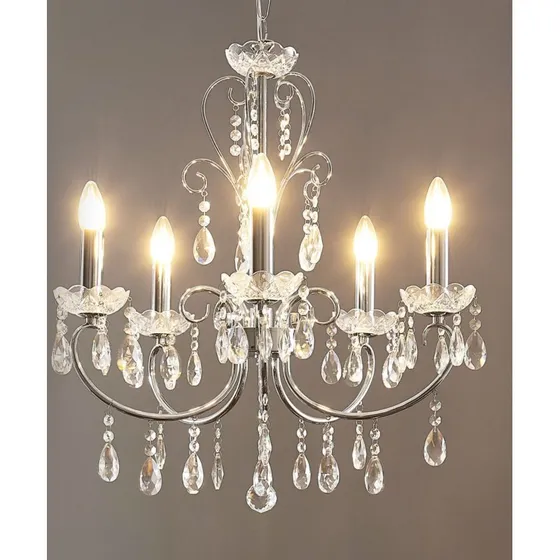 Lucande Lámpara Colgante Solveig Cromo y Cristal - 5 Luces