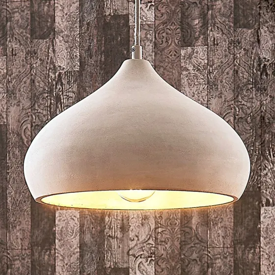 Lindby Lámpara Colgante Morton de Hormigón, Ø 29 cm, Gris