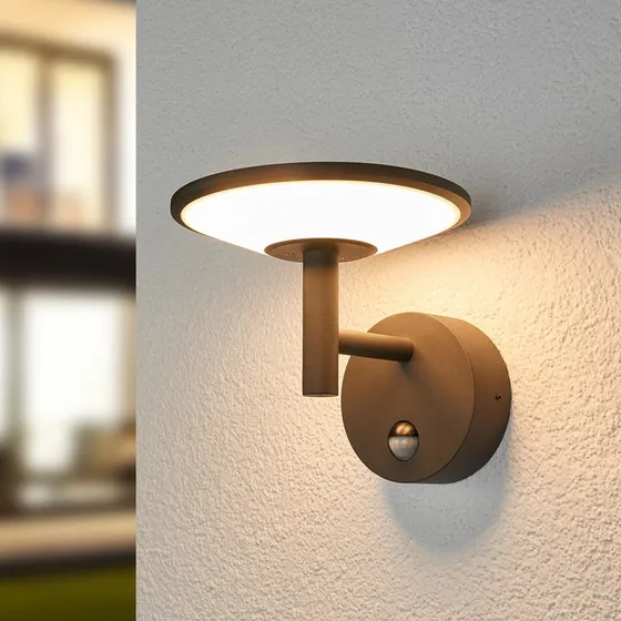 Lucande Fenia Aplique de Pared Exterior con Sensor, Antracita