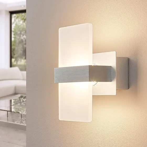 Lindby Aplique de Pared LED Yorick, 18 cm, Blanco y Aluminio