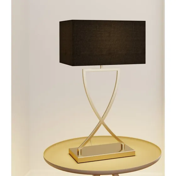 Lucande Lámpara de Mesa Evaine, Latón y Negro, 66 cm, E27