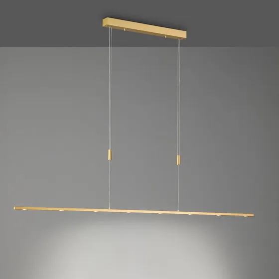 Lámpara colgante LED Quitani Tolu, 179 cm, Latón