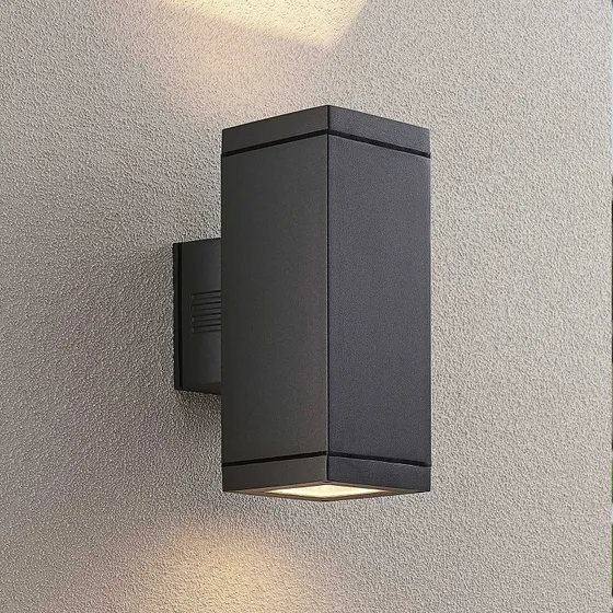 Lucande Stani Aplique de Pared Exterior Dark Grey - 2 Luces E27