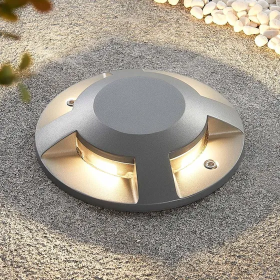 Lucande Jeffrey Foco LED de Suelo Plateado - 4 Salidas de Luz